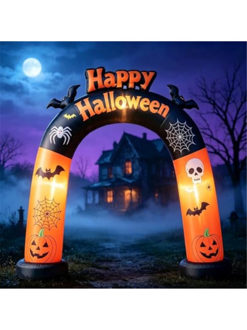 8FT Long Halloween Inflatable Archway, Happy Halloween Blow Up Arch with